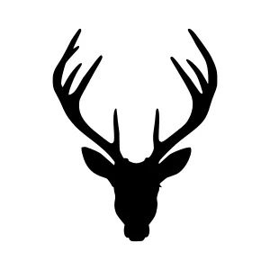 Silhouette Deer Head with Antlers - Minimalist Design