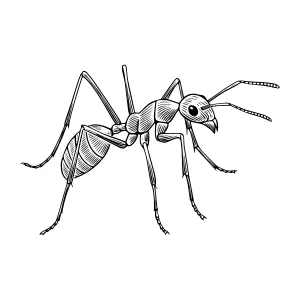 Detailed Ant Illustration - Vintage Style
