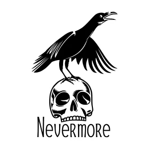Raven Skull Illustration - Nevermore Typography