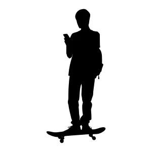 Silhouette Skateboarding Teenager - Phone