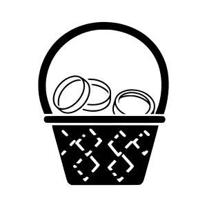 Black Basket Filled with Geometric Eggs
