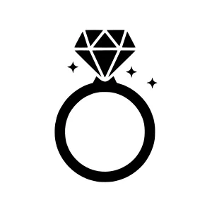 Diamond Ring Icon - Black Outline