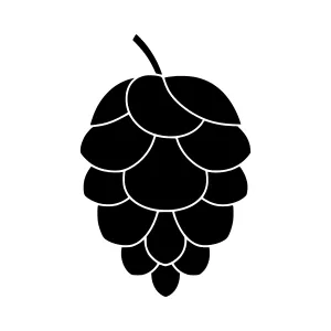 Hop Cone Icon - Black Silhouette Vector