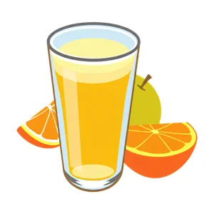 Cartoon Glass of Orange Juice with Fruit