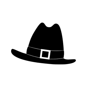 Black Felt Hat Icon - Minimalist Vector Illustration
