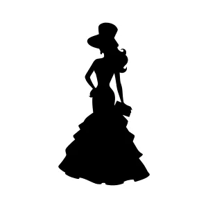 Elegant Silhouette Woman in Ballgown