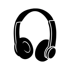 Black Headphones Icon - Minimalist Vector