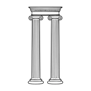 Classical Columns Line Art Illustration