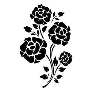 Black Rose Floral Silhouette Vector Illustration