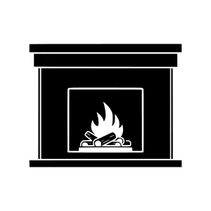 Black & White Fireplace Icon