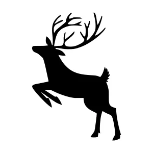 Silhouette Deer Jumping - Black Vector Graphic