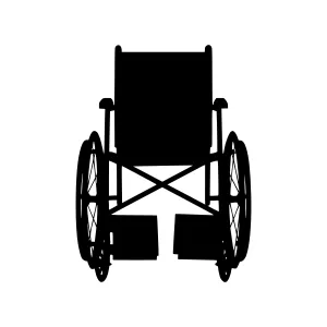 Wheelchair Silhouette Icon - Black on White