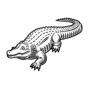 Vintage Crocodile Illustration - Black & White