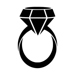 Black Diamond Ring Icon - Minimalist Vector