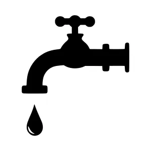 Water Tap Icon - Black Silhouette