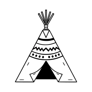Native American Teepee - Simple Line Art