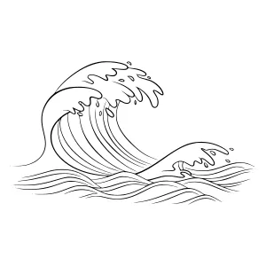Wave Illustration - Black Outline Ocean Wave