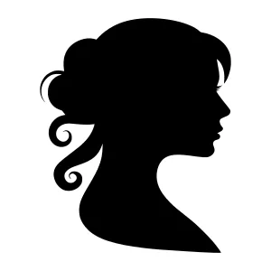 Elegant Woman Silhouette Profile - Black & White