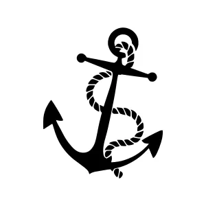 Black Anchor Silhouette on White Background