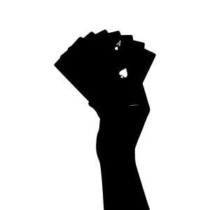 Black Hand Holding Playing Cards Silhouette