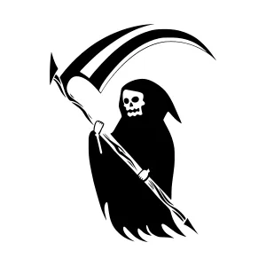 Death Reaper Silhouette - Black & White Vector