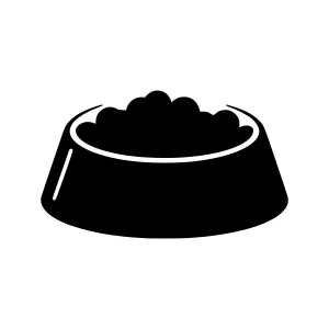 Pet Bowl Icon - Simple Black Silhouette