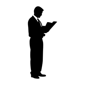 Silhouette Businessman Reading Document - Business Icon