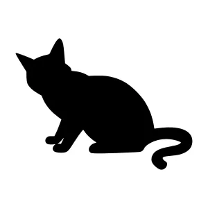 Silhouette Cat Sitting - Minimalist Vector Graphic