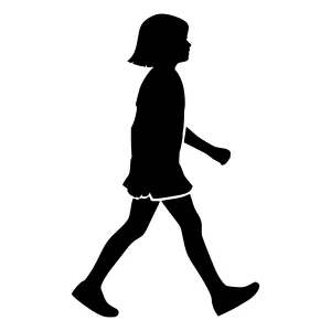 Silhouette Girl Walking - Minimalist Vector Illustration