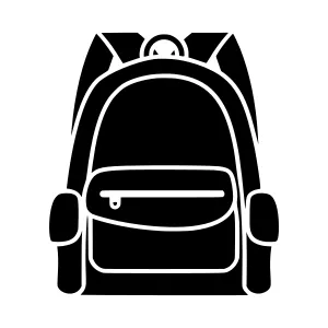Black Backpack Icon - Vector Illustration