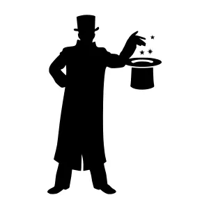 Silhouette Magician Hat Trick