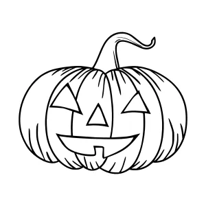 Black Outline Happy Pumpkin Halloween Vector