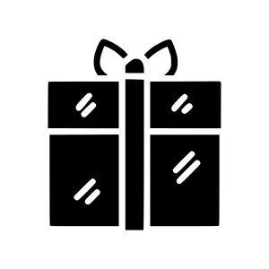 Gift Box Icon - Black Outline