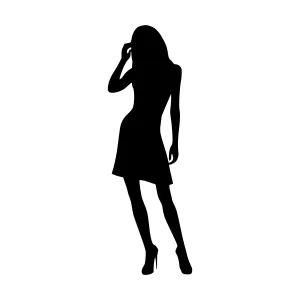 Silhouette Woman in Dress - Fashion Vector