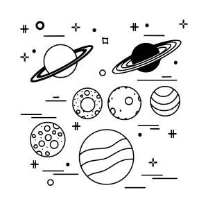 Minimalist Planet Line Art Illustration