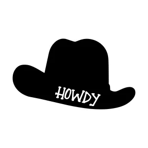 Silhouette Cowboy Hat - Howdy Text