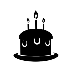 Black Birthday Cake Icon - Vector Illustration