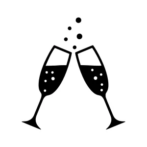 Cheers! Champagne Glasses Icon - Black & White