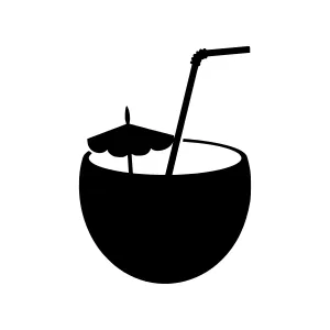 Silhouette Coconut Drink with Straw