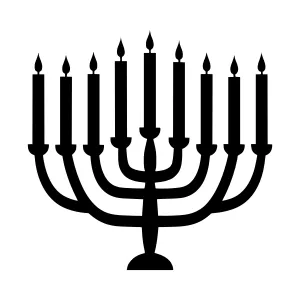 Hanukkah Menorah Icon - Black Silhouette