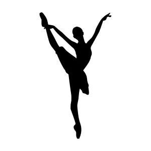 Ballet Dancer Silhouette - Black on White