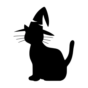 Black Cat Silhouette Witch Hat Halloween Graphic