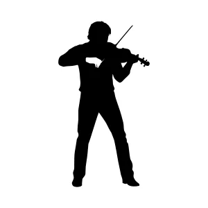 Silhouette Violinist - Black Outline Music