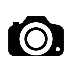 Camera Icon - Black & White Vector Illustration