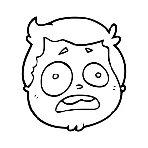 Cartoon Shocked Face - Black Outline