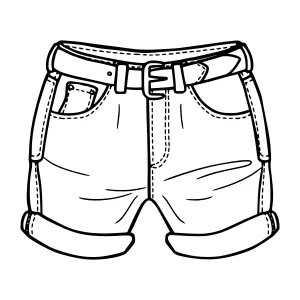 Cartoon Denim Shorts Illustration