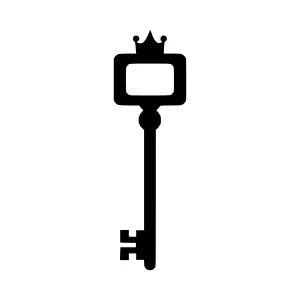 Black Key with Crown - Minimalist Icon