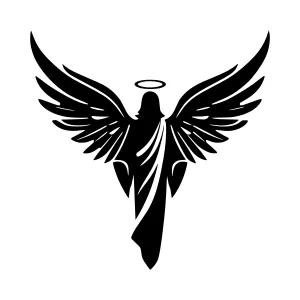 Black Angel Silhouette with Halo