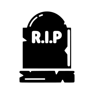 RIP Tombstone Icon - Black Silhouette
