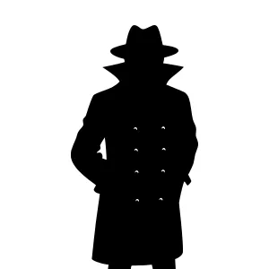 Silhouette Spy Agent - Black Coat & Hat